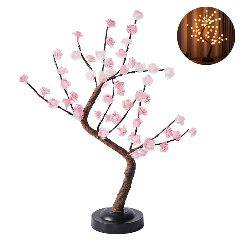 LED Tree Light Flower Table Lamp Battery/USB Powered